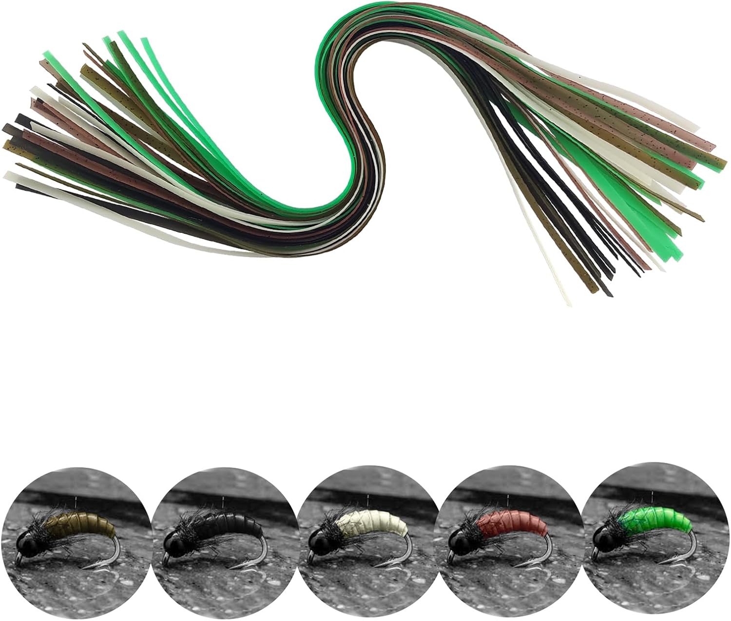 30pcs Multi-Color Nymph Worm Body Wrap Skin 3mm*30cm Fly Tying Materials for Caddis Larvae Czech Nymph Scud Lures and More Highly Elastic Realistic and Durable Wrapping Material Natural