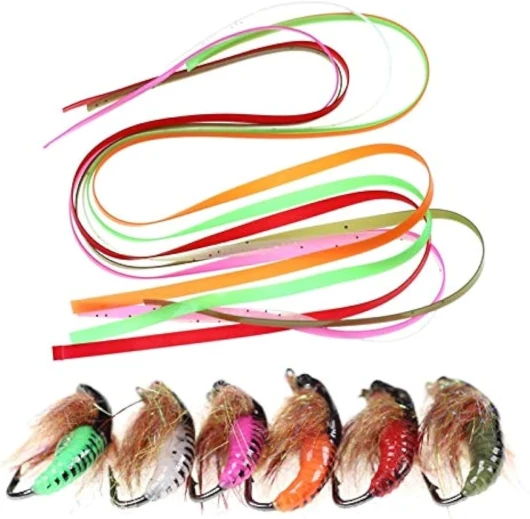 30pcs Mix 6 Color 3mmX30cm Caddis Fly Pupa Nymph Worm Body Wrap Skin Caddis Larvae/Czech Nymph Scud Lure Fly Tying Material