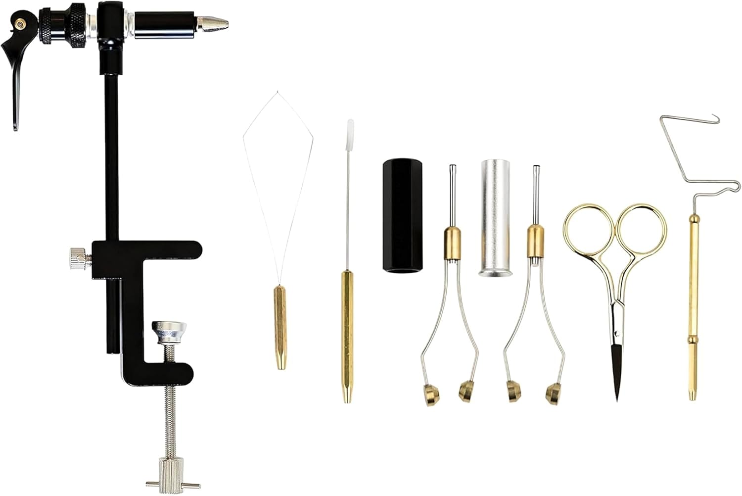 Rotary Fly Tying Vise for Beginners – 360° Sturdy Clamp Base Black Fly Vise/Complete Fly Fishing Tools Kit - Fly Tying Materials Kit - Fly Tying Kit Accessories for Fishing Enthusiasts Fly Tying Tool Kit with Fly Tying Vise