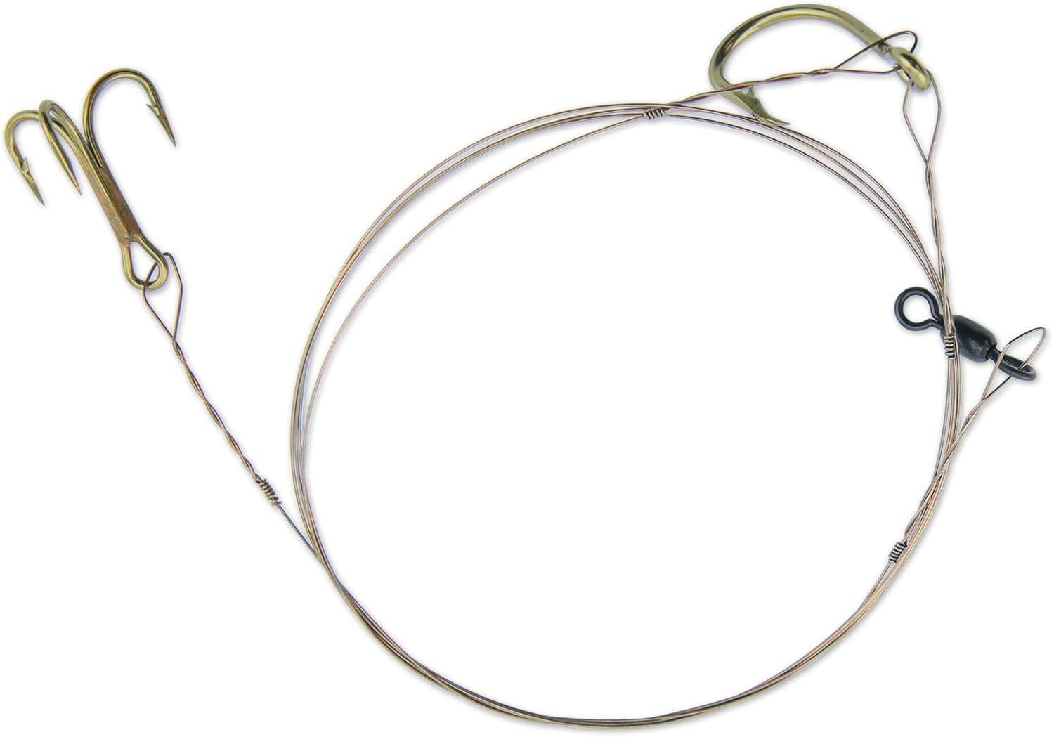 C&H, Live Bait Rig, Treble Hooks, Swivel, Camo Brown Wire, 3 ft / 0.91 m Size 1/0 Single #6