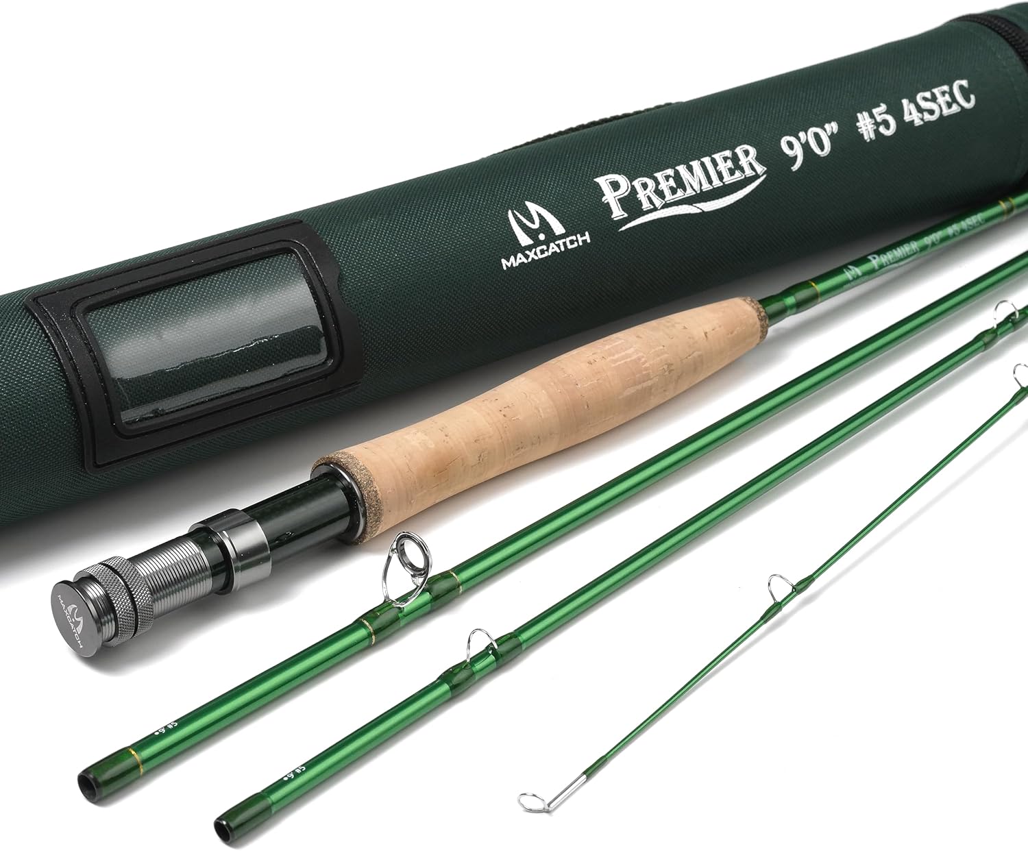 Maxcatch 3-12wt Medium-Fast Action Premier Fly Fishing Rod-IM8 Carbon Blank for High Performance,with AA Cork Grip Hard Chromed Guides Premier Series 9' 5wt 4sec, M.Fast