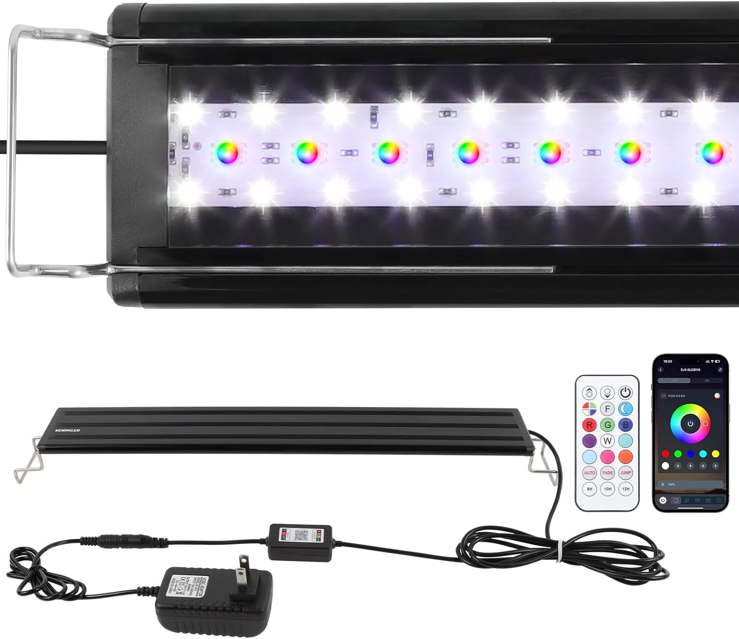 Full Spectrum Aquarium Light: Fish Tank Light with APP & Remote Timer Control for Aquatic Pet Plants Lovers - 11In Extendable Fish Tank Lights for 5-10 Gallon Freshwater Saltwater Aquarium 12-18inch