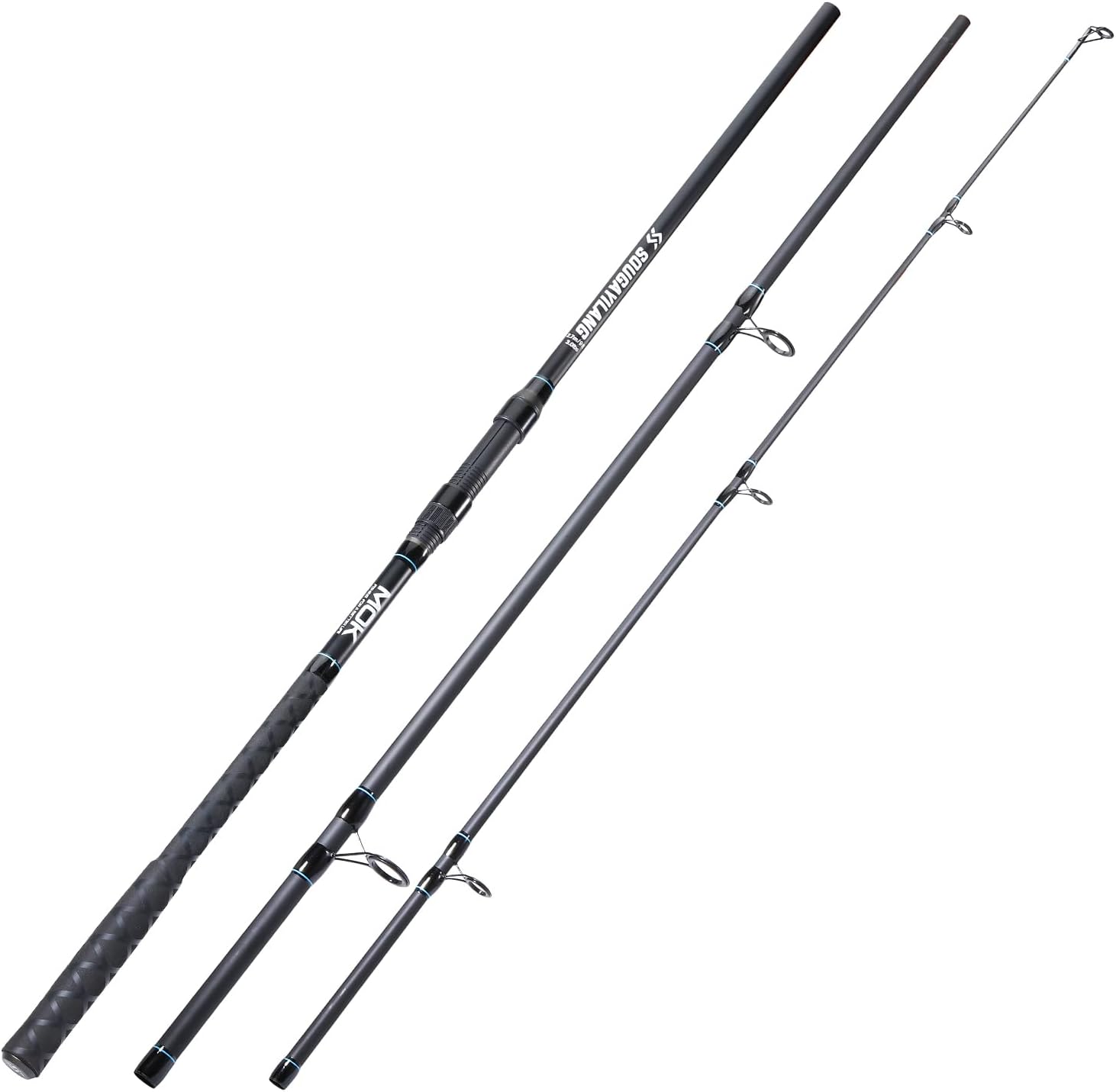 Spinning Fishing Rod, 3-Piece, Carbon Catfish Rod with EVA Comfortable Handle for Catfish and Carp Fishing, Medium/Heavy Power, 9'0"/10'0"/11'0"
