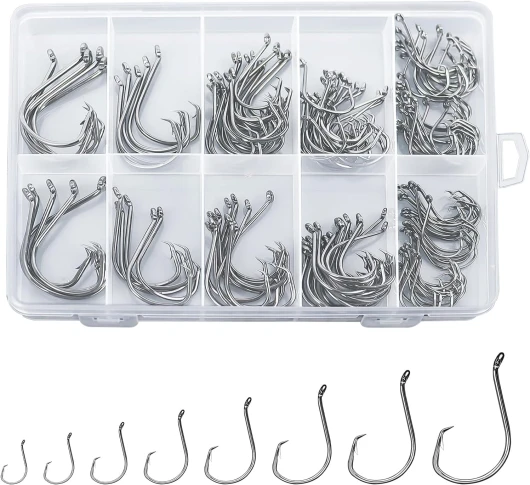 150PCS Circle Hooks, Strong High Carbon Steel Fresh and Saltwater Fishing Hooks, Variety of Different Sizes Circle Hook - Size:#1 1/0 2/0 3/0 4/0 5/0 6/0 8/0