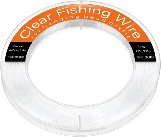 Clear Fishing Line Wire 755 ft, Invisible Monofilament Fishing Line Wire, Nylon String for Hanging Balloons Garland Crafts Picture Decorations, Clear String Threads Cords WUINOID 0.45mm/755ft