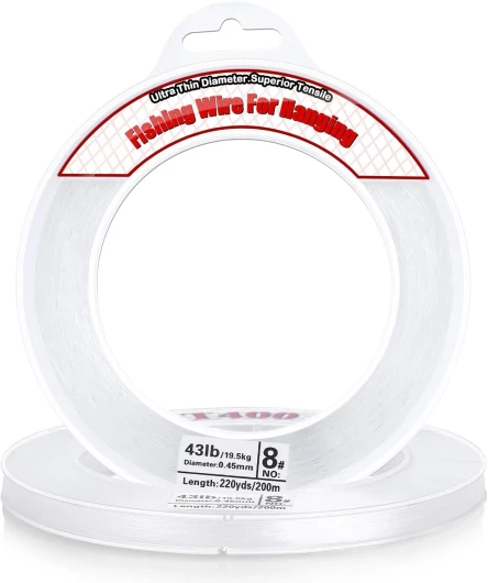 Clear Fishing Wire, Acejoz 656FT Fishing Line Clear Invisible Hanging Wire Strong Nylon String Supports 40 Pounds for Balloon Garland Hanging Decorations 0.45mm, 656ft, 40lb