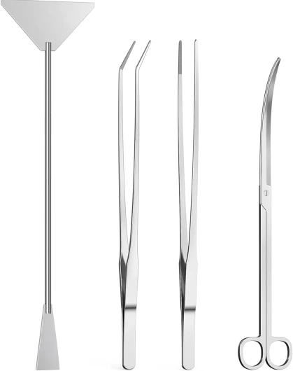4Pcs Aquascaping Tools, Jeimier Aquascape Kit, Long and Strong Aquarium Tweezers, Scissors, Algae Scraper, Aquarium Plant Tools, Fish Tank Plant Trimming Kit