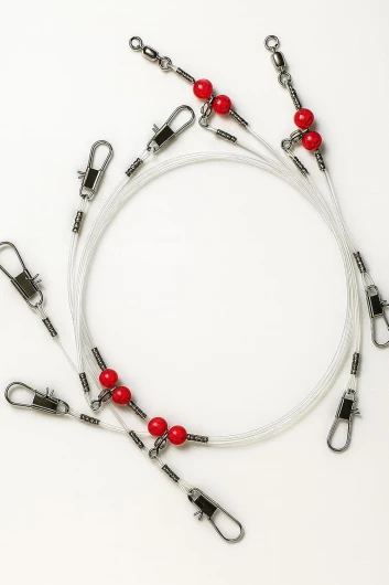 Double Drop Saltwater Fishing Rig – Mono 2 Hook Bottom Rigs with Swivels & Snaps, Pre-Tied Surf Pier Boat Leader Line for Snapper, Bass, Mackerel, Catfish Double Drop Rig-12Pack