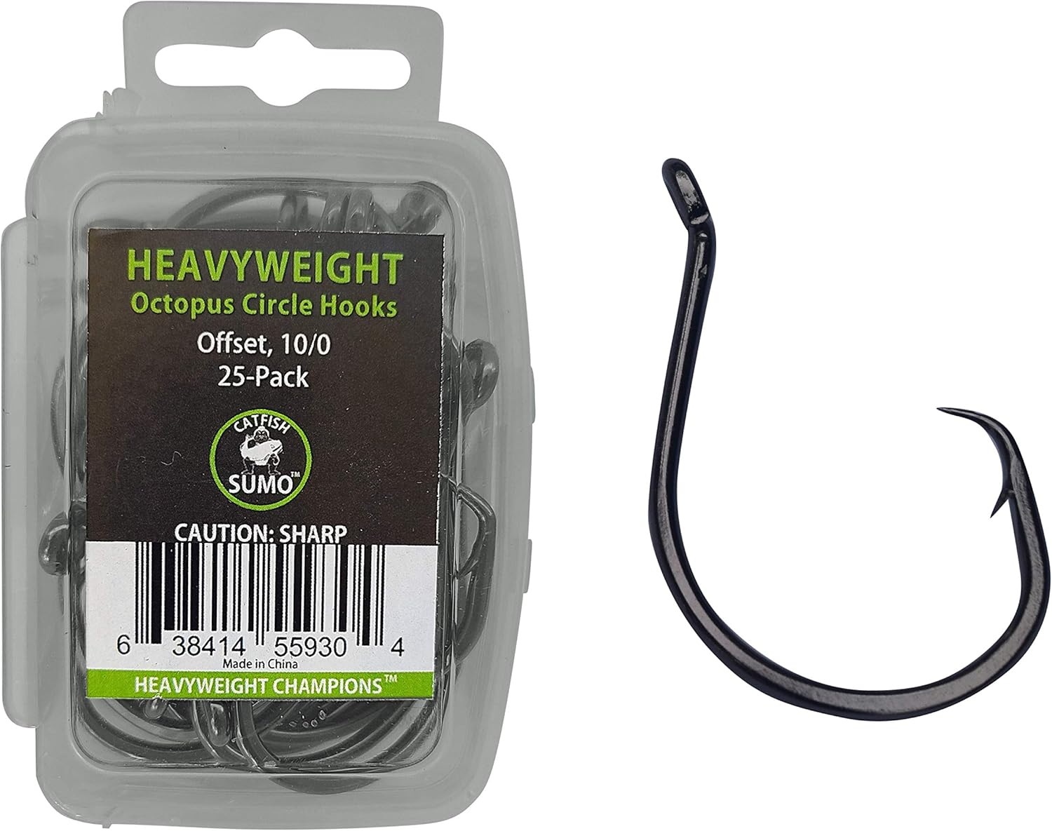 Heavyweight Catfish Hooks - Offset Octopus Circle Hooks - 25 Pack 10/0
