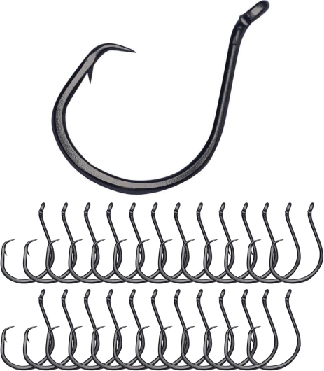 Heavyweight Catfish Hooks - Super Sharp and Offset Fishing Hooks for Saltwater and Freshwater - Octopus Circle Hooks - Perfect Catfishing Tackle -(25 Pack) Black Nickel #1/0
