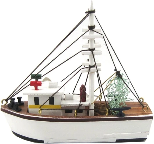 Chesapeake Bay Wood Nautical Shrimp Fishing Boat 5 Inch Fully Assembled Miniature Decor