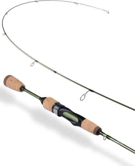 Wild Streams Ultralight Fishing Rod 2 PCS Trout Rod Crappie Spinning Rod Panfish Rods Micro Fishing Rod Green Carbon Fiber Blank Cork Handle Beginners Fishing Rod 5’6”/6’/6’6”/7’