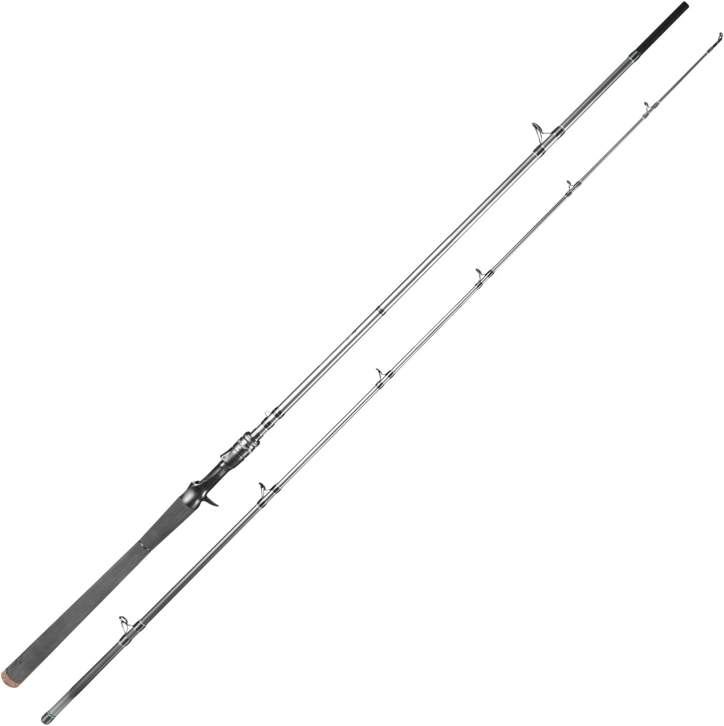 M1 Pike Baitcaster Rod for Big Game, Casting Rod with 30+24T Carbon Fiber, Heavy to Extra Heavy Power Fast Action Fishing Rod Seaguide RA Guides, Cork+EVA Handle, 2 Pieces Baitcasting Rod Cast 7'6''- Heavy - Fast