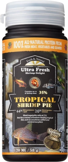 Bottom Feeder Fish Food, Sword Prawns, Natural Protein, Balanced Diet, for Catfish, Corydoras, Loaches, Tropical Shrimp Pie 2.05 Ounces 2.05 Ounce (Pack of 1)