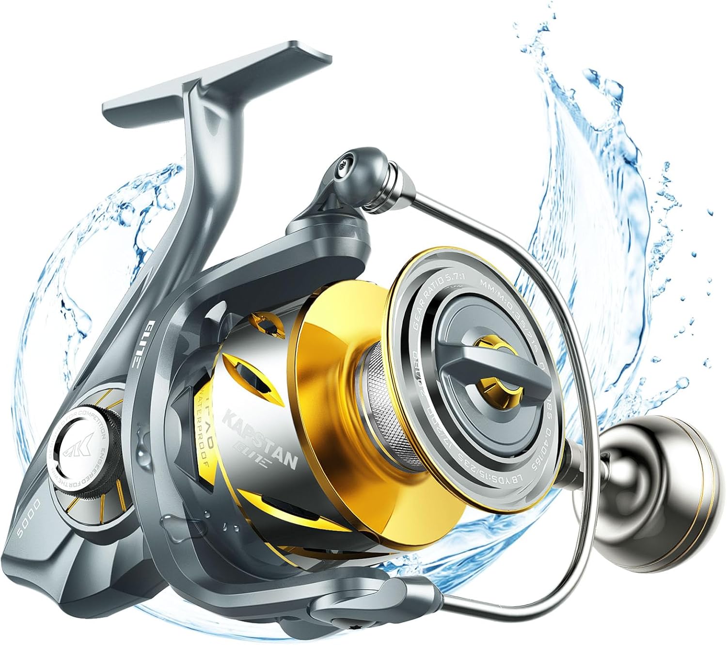 Kapstan Elite Saltwater Spinning Fishing Reel, Up to 55LBs Max Drag Big Game Fishing Reel, IPX6 Waterproof & Corrosion-Resistant Bearing System - Ideal Fishing Gifts for Saltwater Fishing B:Standard-Kapstan Elite 4000