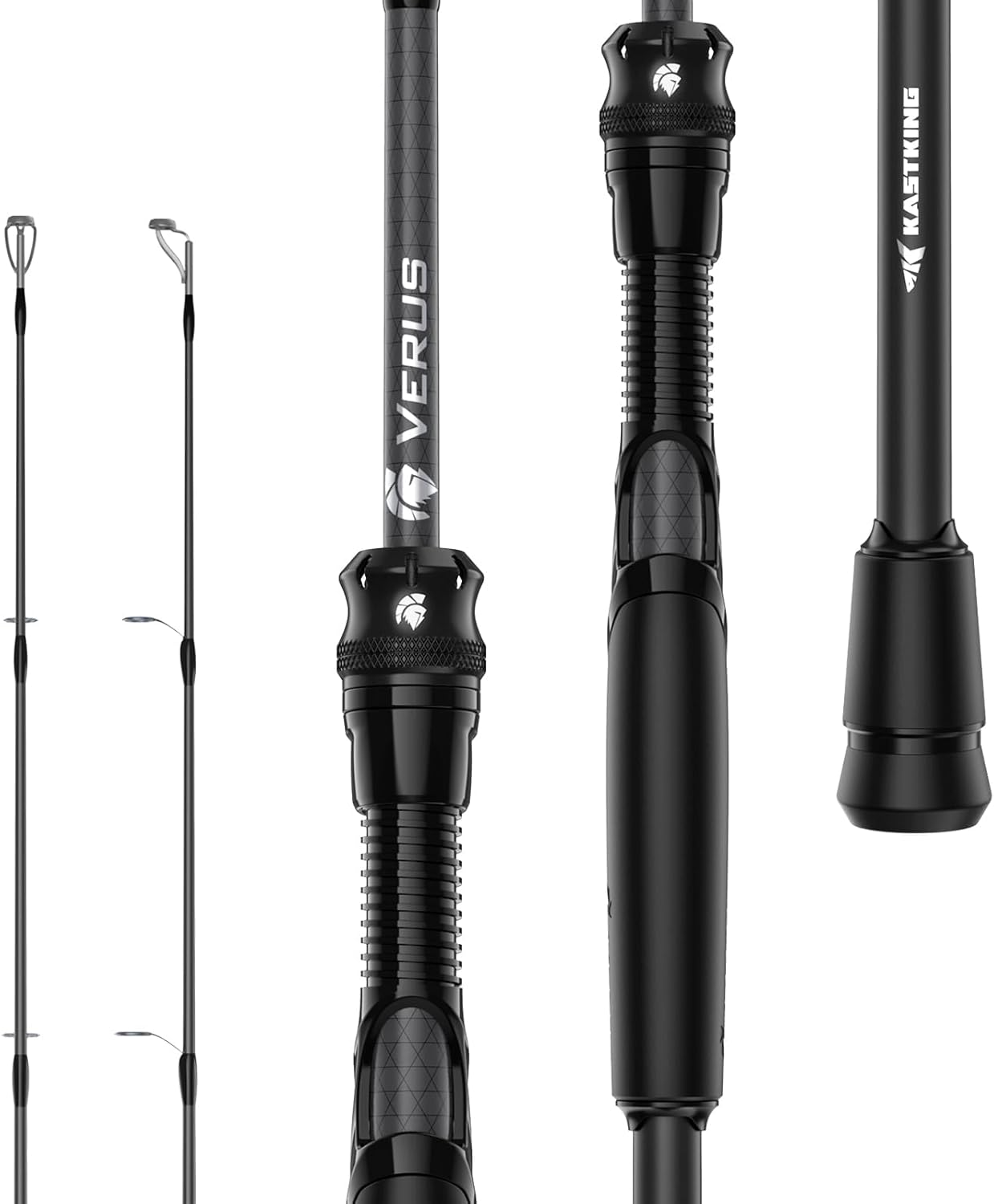 Verus Performance Spinning & Casting Fishing Rod with Extra Tip, Lightweight KastFlex IM6 Graphite, FazLite Rings Guides, Extra Tip Section, EVA Grip, PTS Power Transition System Spin-6'6"-M-Fast (2 Pcs + Extra Tip)
