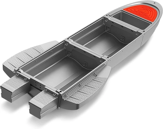 Fishing Boat, Folding Jon Boat with 3 Collapsible Modular Fishing Kayak and 2 Side&Tail Pontoons, Multipurpose Kayak Canoe, Up to 800lbs Buoyancy Suitable for 5-7 Person - Grey