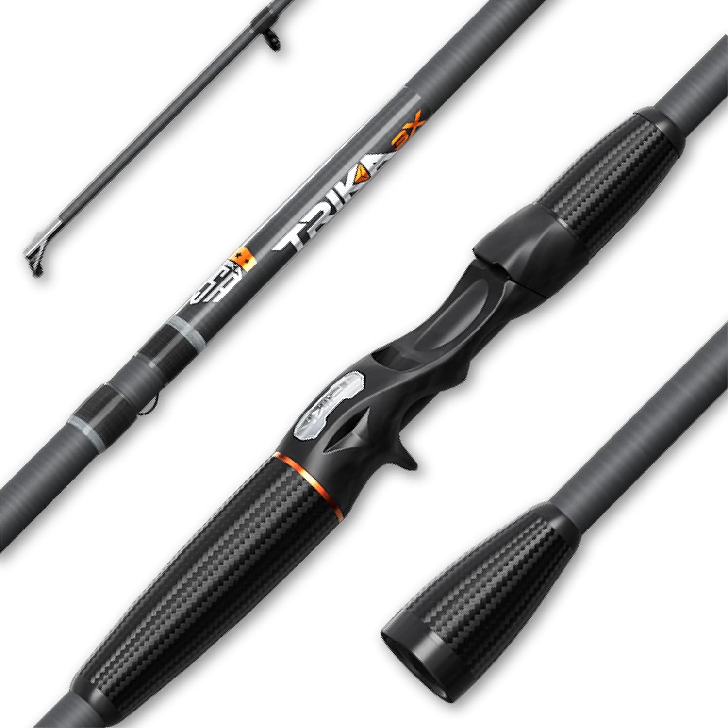 3X Carbon Rod Carbon Weave Rod for Extra Sensitive Vibration - Longer Casting - Lightweight Freshwater Fishing Pole Casting 7'3" Medium Heavy/Fast 1pc.