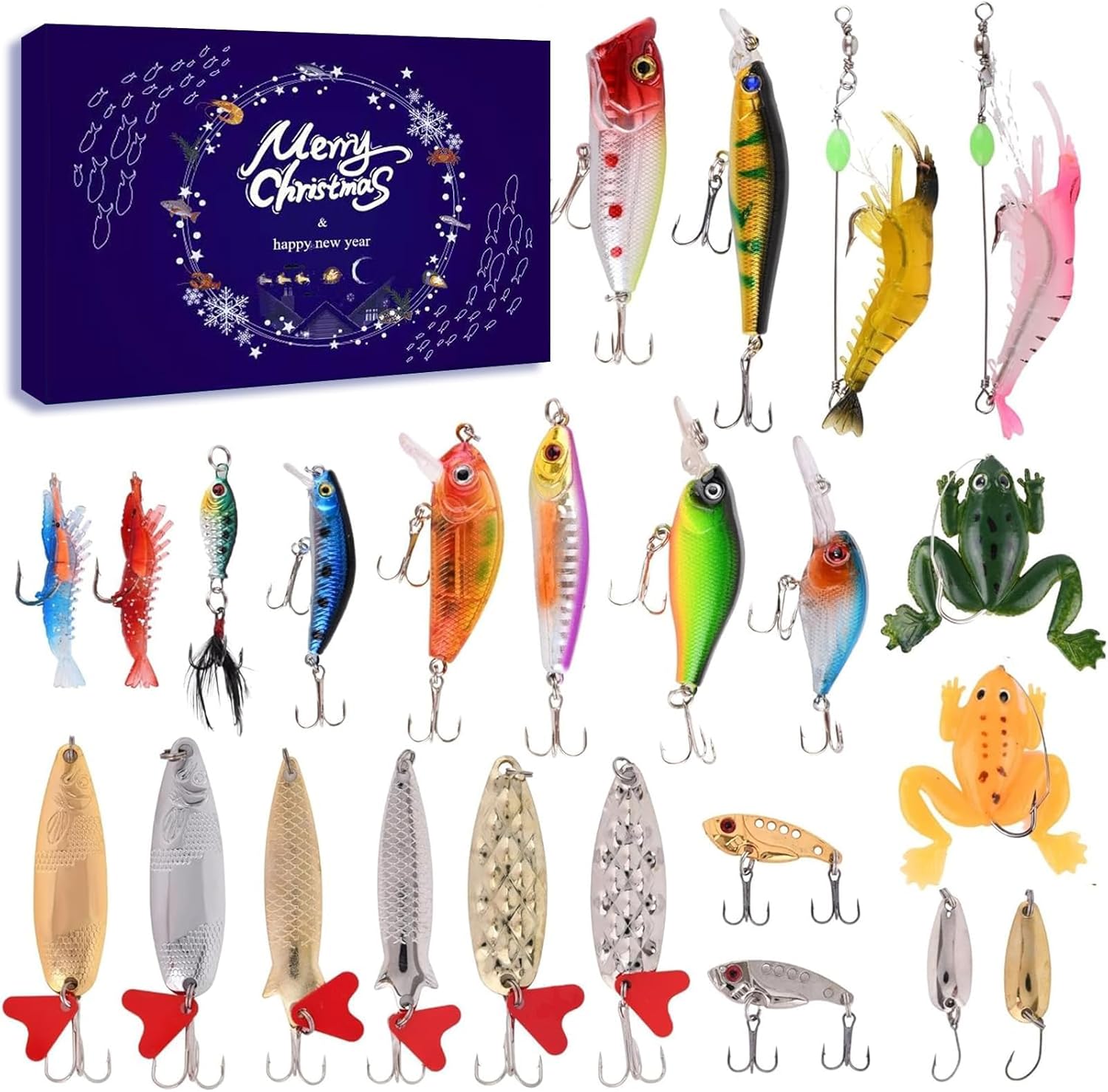 Fishing Advent Calendar 2025 – 24-Day Fishing Lure Set, for Men, Boys, Dads, and Fishermen – Freshwater and Saltwater Fishing GEA