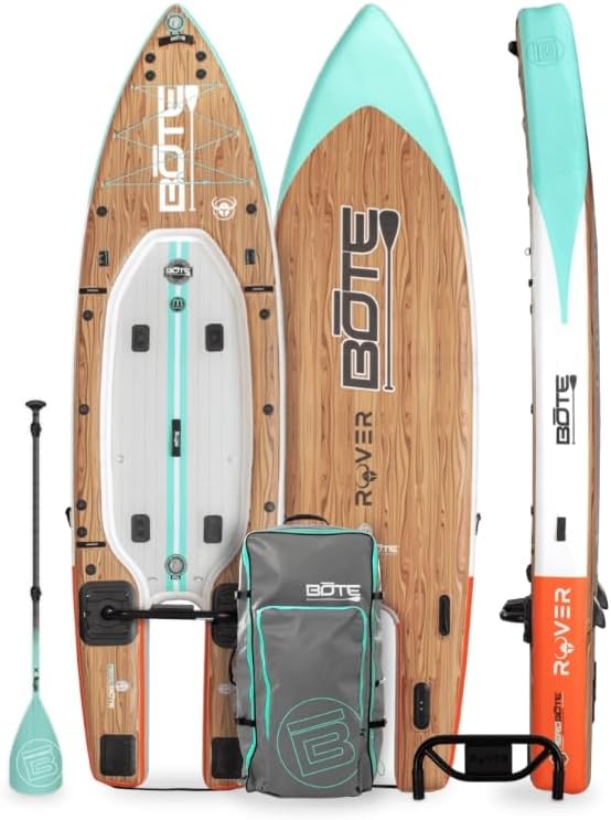 Rover Aero 12 FT 6 in Inflatable Micro Skiff, Blow up SUP for Adults Kids Family Friendly, APEX Pedal Drive & HP Motor Compatible Multiple Colors Classic Cypress