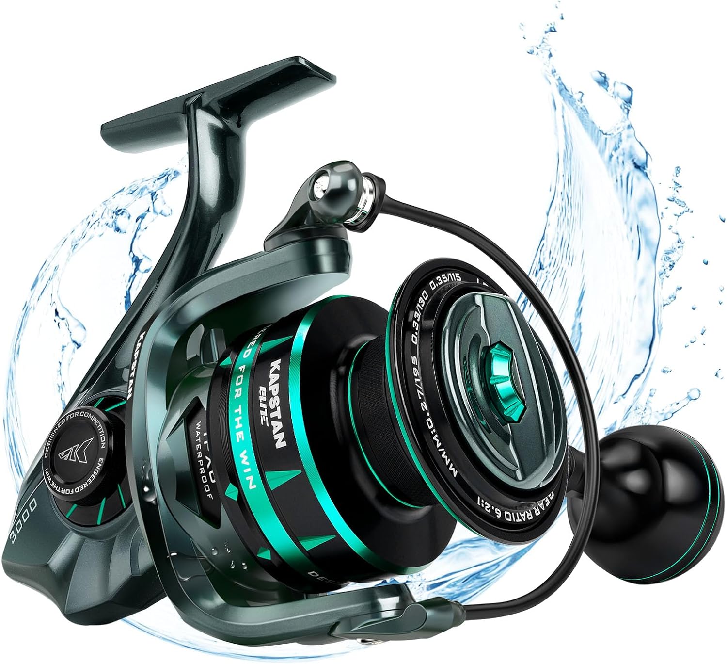 Kapstan Elite Saltwater Spinning Fishing Reel, Up to 55LBs Max Drag Big Game Fishing Reel, IPX6 Waterproof & Corrosion-Resistant Bearing System - Ideal Fishing Gifts for Saltwater Fishing C:High Speed-Kapstan Elite 3000