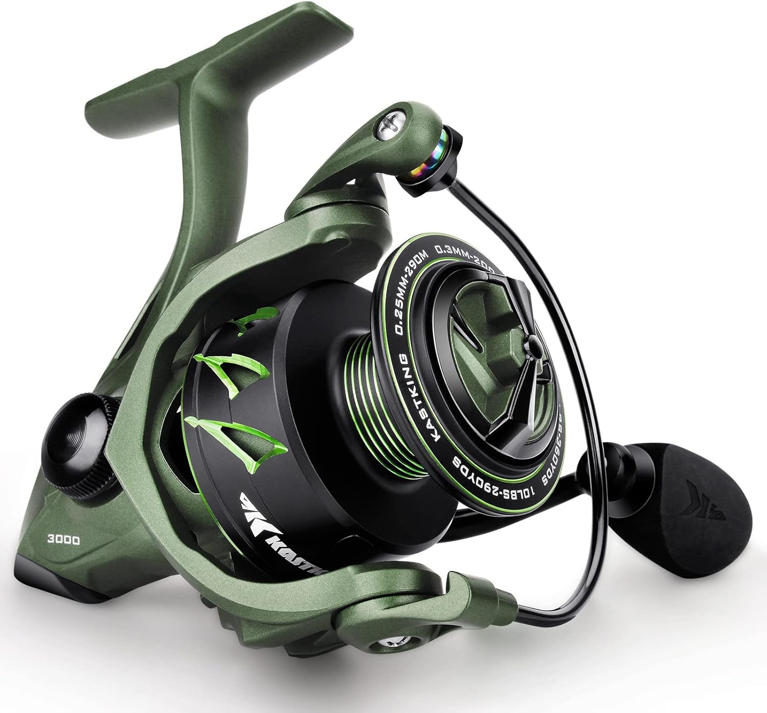 Spartacus II Fishing Reel - New Spinning Reel – Sealed Carbon Fiber 22LBs Max Drag - 7+1 Stainless BB for Saltwater or Freshwater – Gladiator Inspired Design – Great Features Stryker Green Size:3000