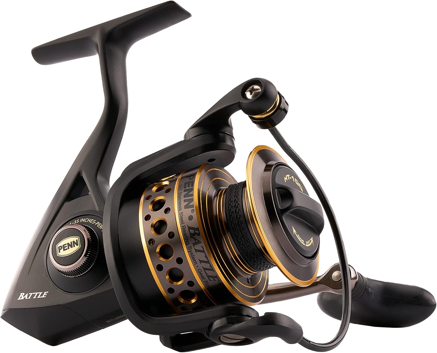 Battle Spinning Reel Kit, Size 5000, Includes Reel Cover and Spare Anodized Aluminum Spool, Right/Left Handle Position, HT-100 Front Drag System Battle Reel 3000