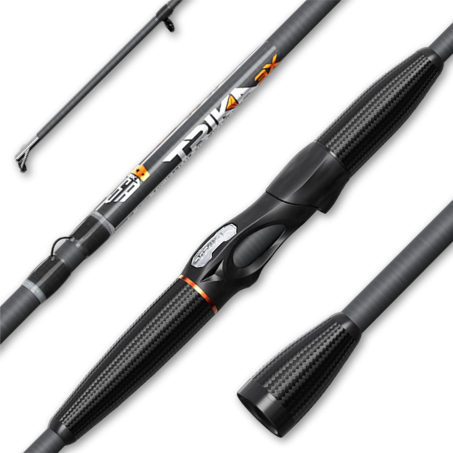 3X Carbon Rod Carbon Weave Rod for Extra Sensitive Vibration - Longer Casting - Lightweight Freshwater Fishing Pole Spinning 7'3" Lite/Xtra Fast 1 Pc.