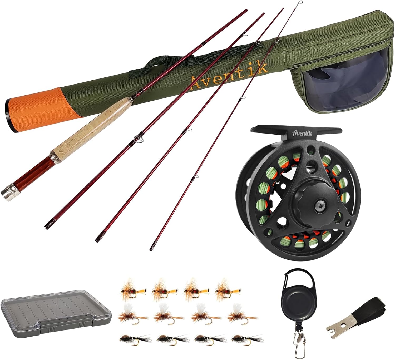 Aventik Extreme Fly Fishing Combo Kit 0/1/2/3/4/5/6 Weight Starter Fly Fishing Rod and Reel Kit Outfit with One Travel Case 6'1'' Lw0/1 Fly Rod Kit