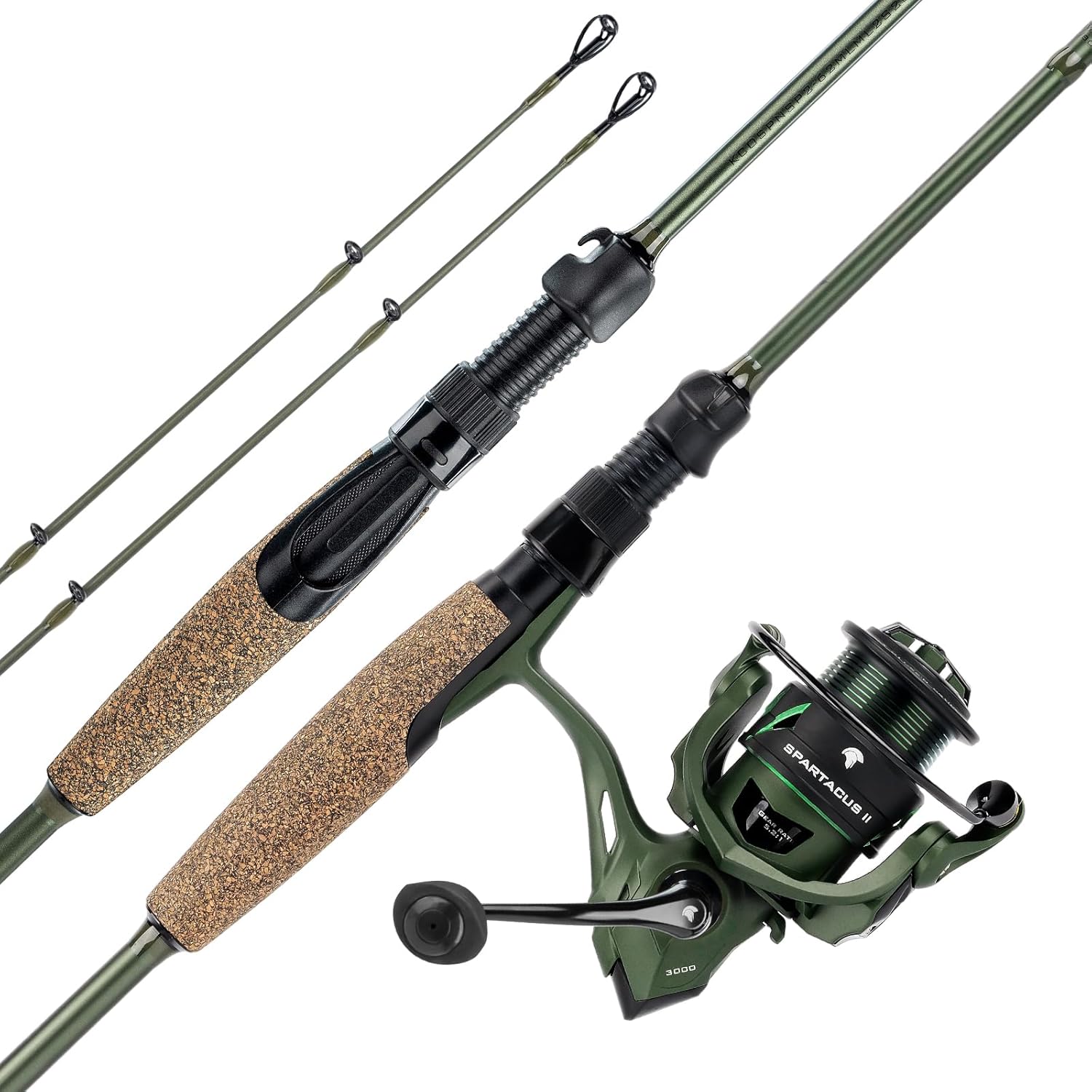 Spartacus II Twin-Tip Fishing Rod and Reel Combo, Spinning & Casting Combo, Fishing Poles and Reels Combo, KastFlex IM6 Graphite Blanks, 2-Piece Rods with Extra Tip Spin-6'8'' Ml-2000 Reel (2 Pcs+ Extra Tip)