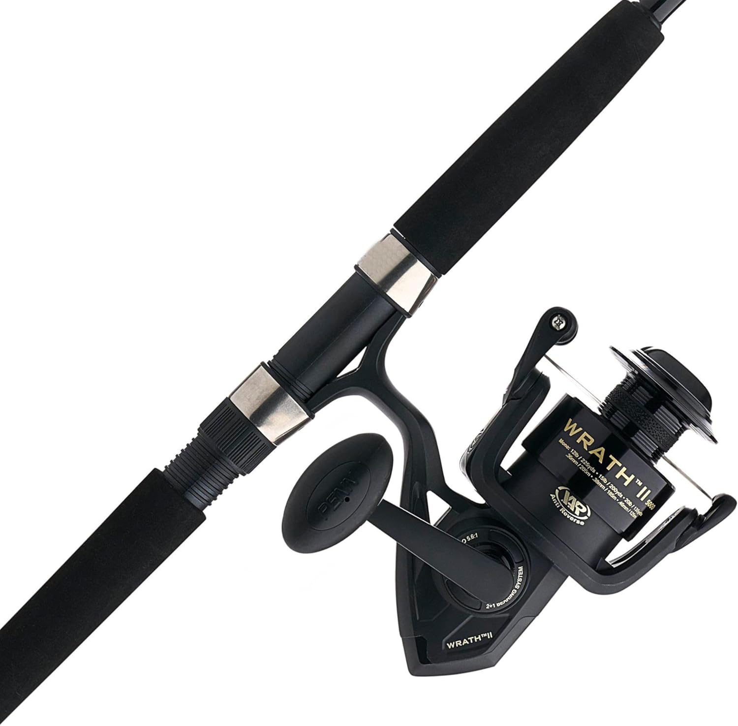 Wrath II Spinning Reel and Fishing Rod Combo Wrath Ii - New Model 5000 Size Reel - 7' - Medium Heavy - 2pc