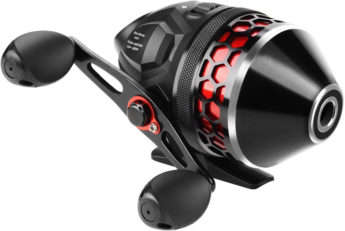 Brutus Spincast Fishing Reel,Easy to Use Push Button Casting Design,High Speed 4.0:1 Gear Ratio,5 MaxiDur Ball Bearings, Reversible Handle for Left/Right Retrieve, Includes Monofilament Line - Model 30