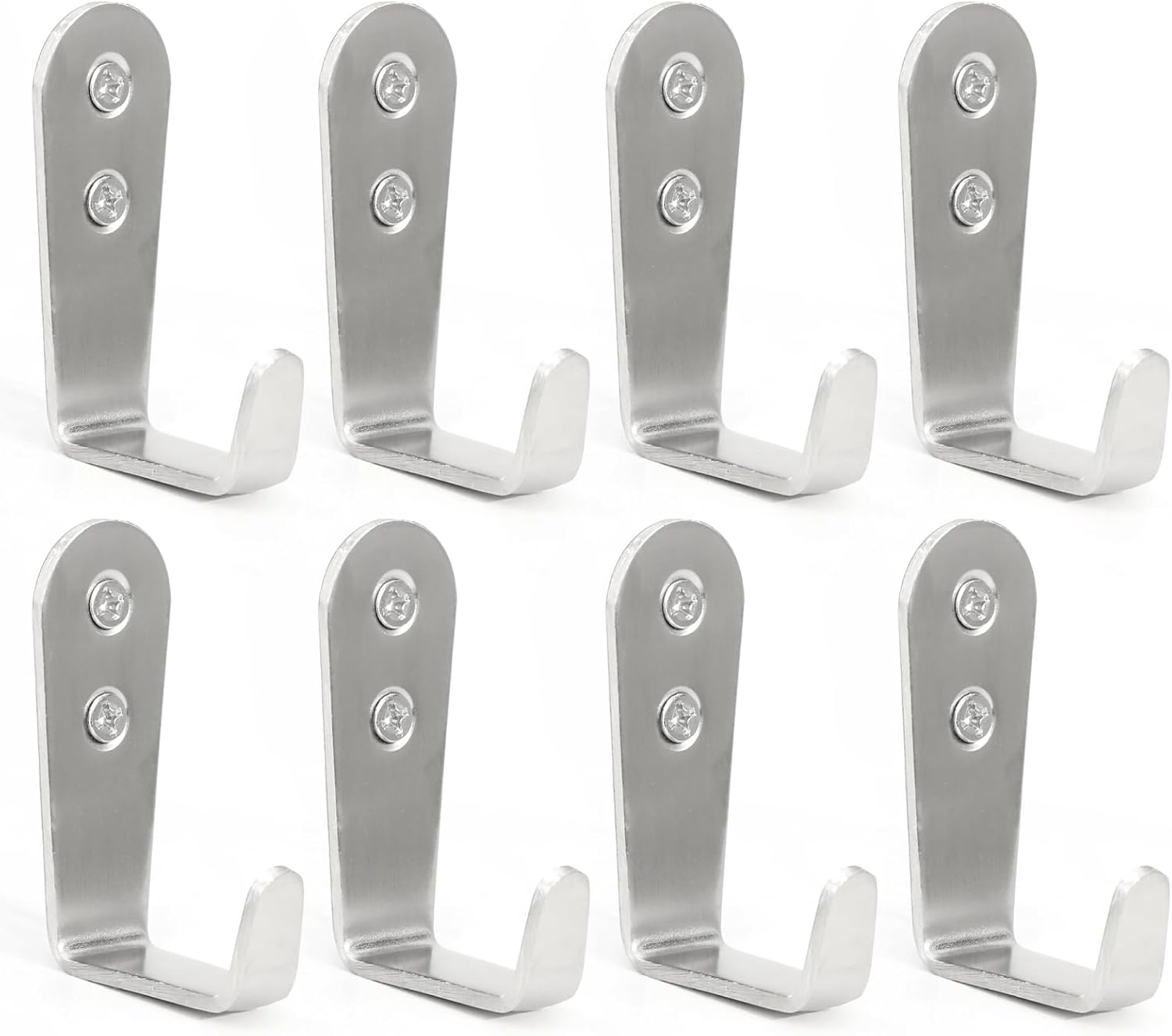 8 Pcs Stainless Steel Hooks for Hanging, Heavy Duty Hook, Wall Hooks Key Holder Wall Mount Hanger Coat Hook Garage Storage Screw Utility Hooks (Silver)