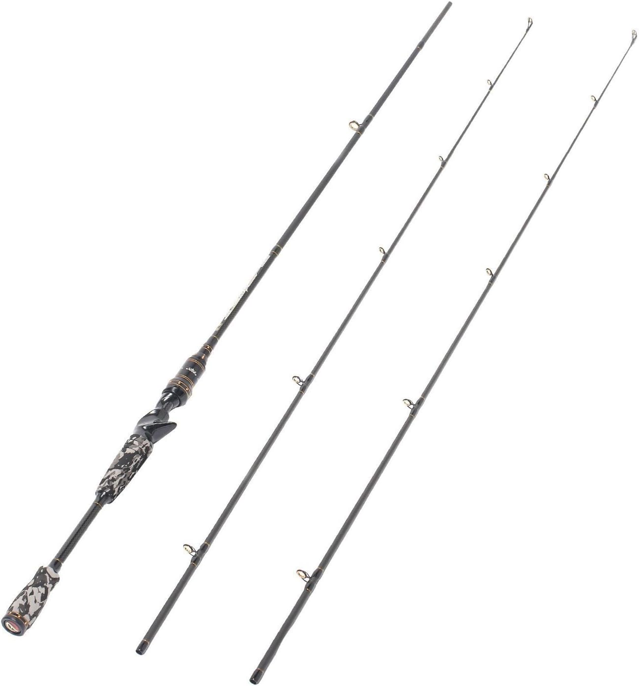 E Series - Camo Legend 2-Piece 7-Feet Casting Rod 24 Ton Carbon Fiber Baitcasting with 2 Tips - Medium and Medium Heavy Portable Bass Fishing Rod Baitcaster