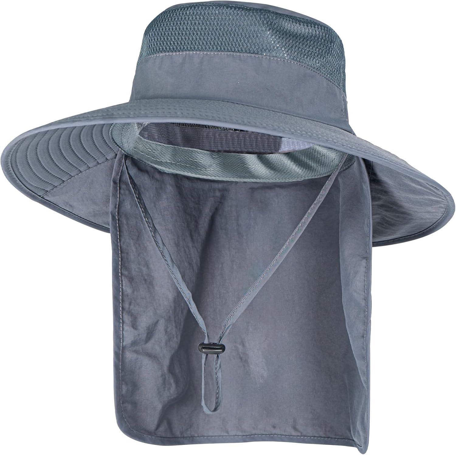 Sun Hats for Men Women Fishing Hat UPF 50+ Breathable Wide Brim Bucket Hats Summer UV Protection Safari Hat with Neck Flap Dark Grey 1