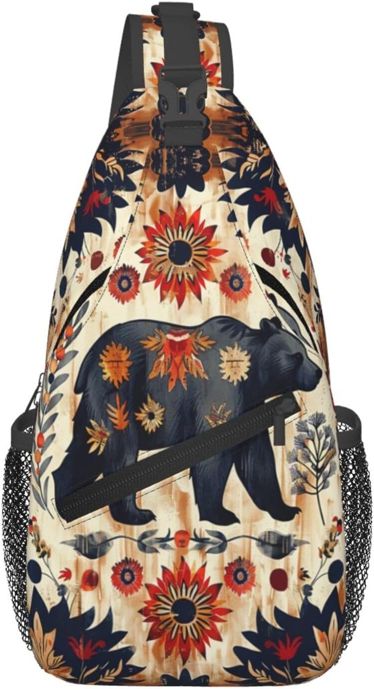 Native American Indian Sling Backpack Chest Bag Crossbody Shoulder Bag Gym Cycling Travel Hiking Daypack For Men Women Native American Indian-12 One Size