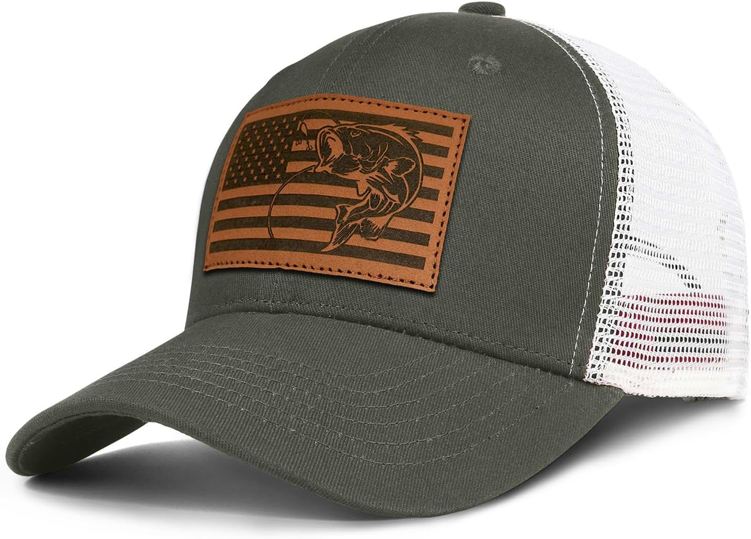 Gifts for Dad Husband Snapback Trucker Hat Baseball Cap Father's Day Christmas Valentine's Day Birthday Gifts One Size Fishing.leather-army Green