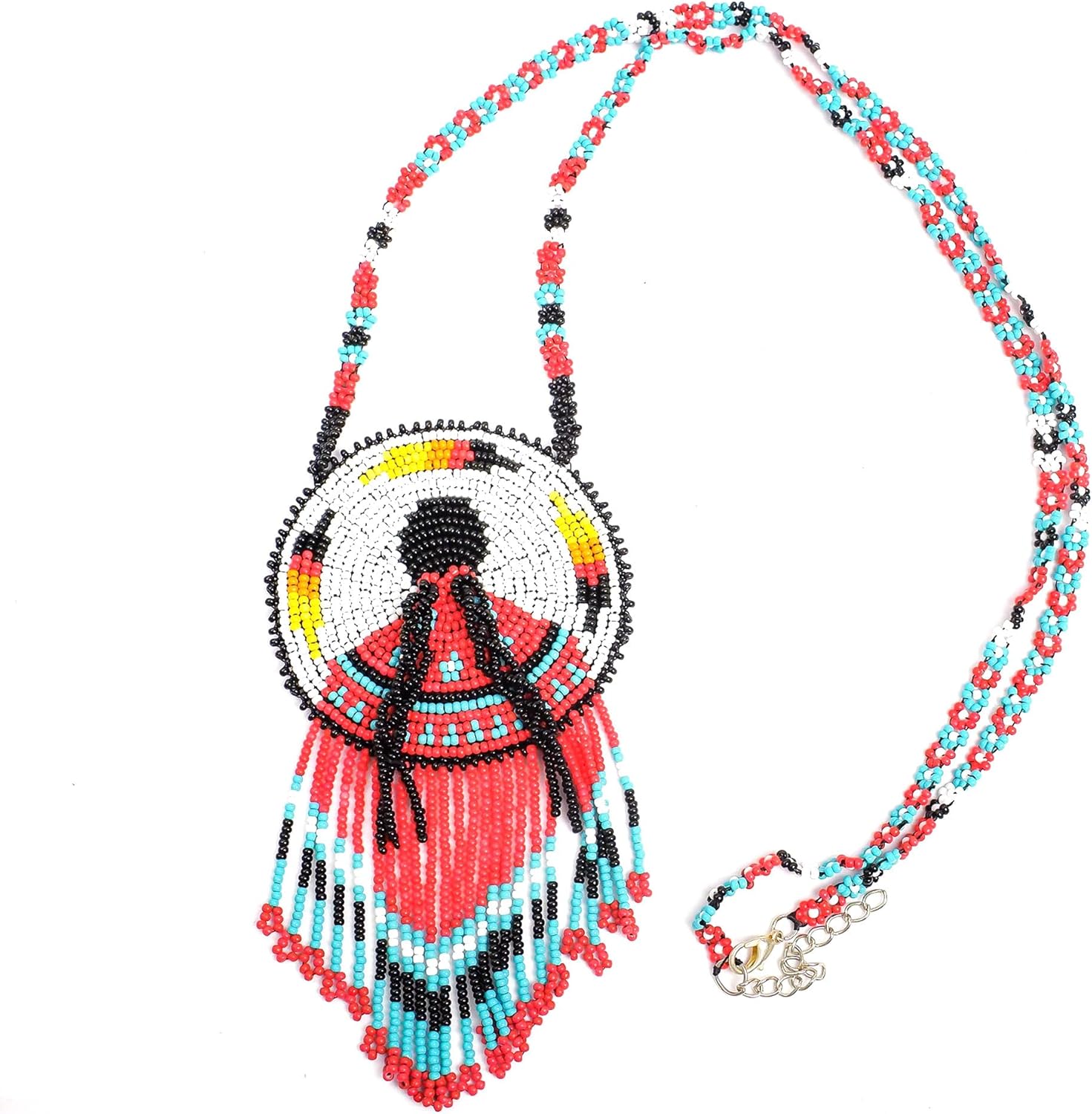 Native American Handmade Premium Necklace For Women, MMIW/Indigenous Women Necklace Pendant Long Beaded Native American Style Indigenous Women Premium