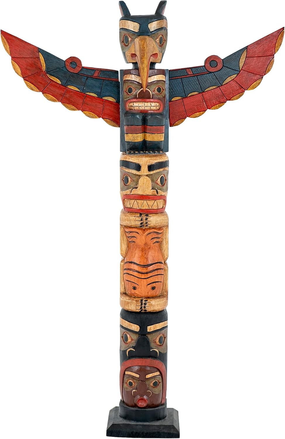 Hand-Carved Totem Pole - Phoenix/Sustainably Sourced Wooden Home Decor/Outdoor Garden Yard Decorations/Bali-Crafted Patio Large Wood Statues for Home and Outside Phoenix 3'3"