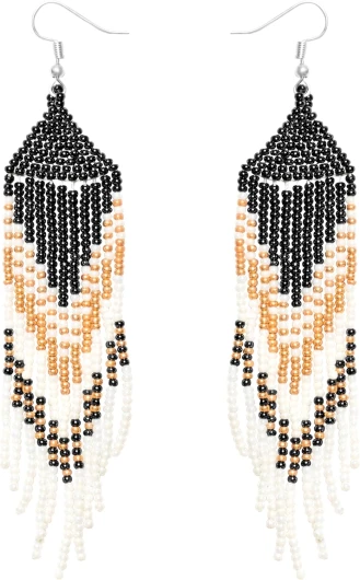 Handmade Beaded Earrings for Women - Multicolor Tribal jewellery - Native American Style Dangle Bead Earrings - Ethnic Statement Accessories Design-10