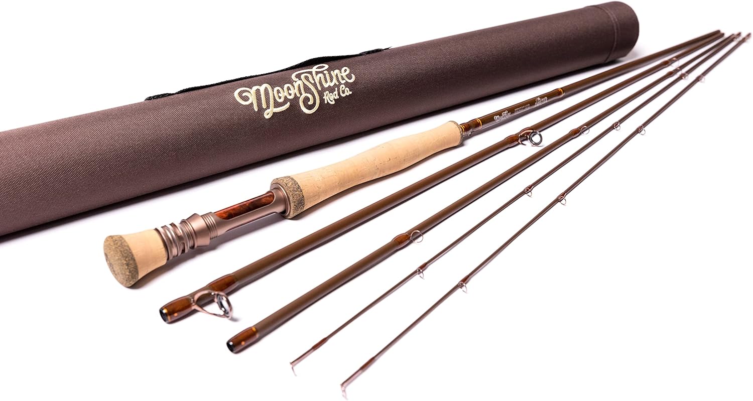 Moonshine Rod Co - Fly Fishing Rod with Carrying Case and Extra Rod Tip Section, Slow-Medium-Fast Action 7wt 10' Drifter Ii