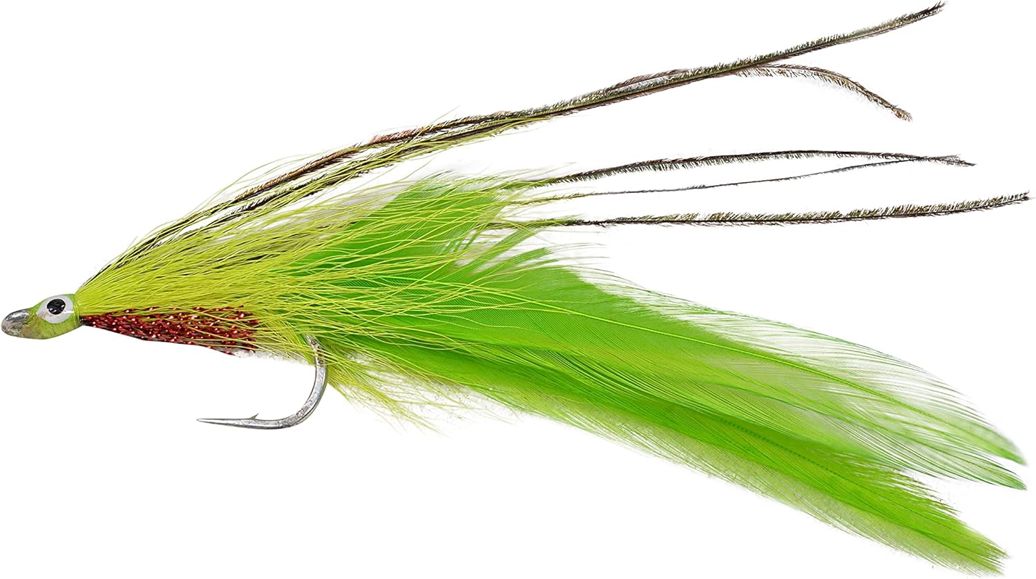 3 Flies - Chartreuse Tarpon Saltwater Streamer Fly - 3/0 Mustad Signature Fly Hooks - Target Redfish, Snook, Barracuda, Shark, Tuna and Nearly All Other Saltwater Species
