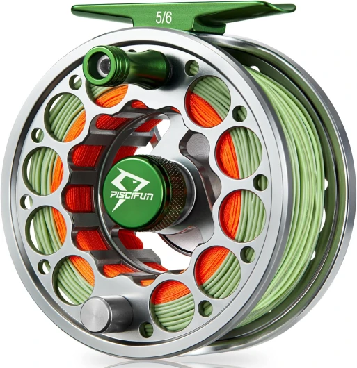 Sword Fly Fishing Reel with CNC Machined Aluminum Alloy Housing, 3/4, 5/6, 7/8, 9/10 Weights (Black, Gunmetal, Pink, Space Gray) 5/6wt Gunmetal-with Line