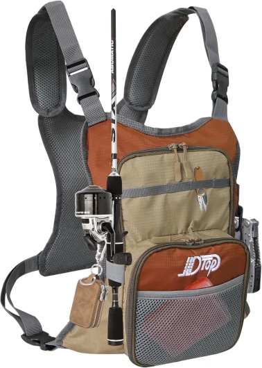 Fly Fishing Chest Pack, Lightweight Fishing Backpack, Fishing Tackle Storage Fits Up to Hold Fly Boxes, Fishing Accessories for Men(Orange + Gray) Orange and Gray