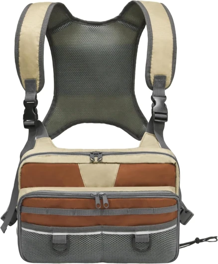 Fishing Chest Pack, Fly Fishing Bag for Men and Women, Tackle and Fly Boxes Storage Pack, Hunting Binocular Pack (Grey)