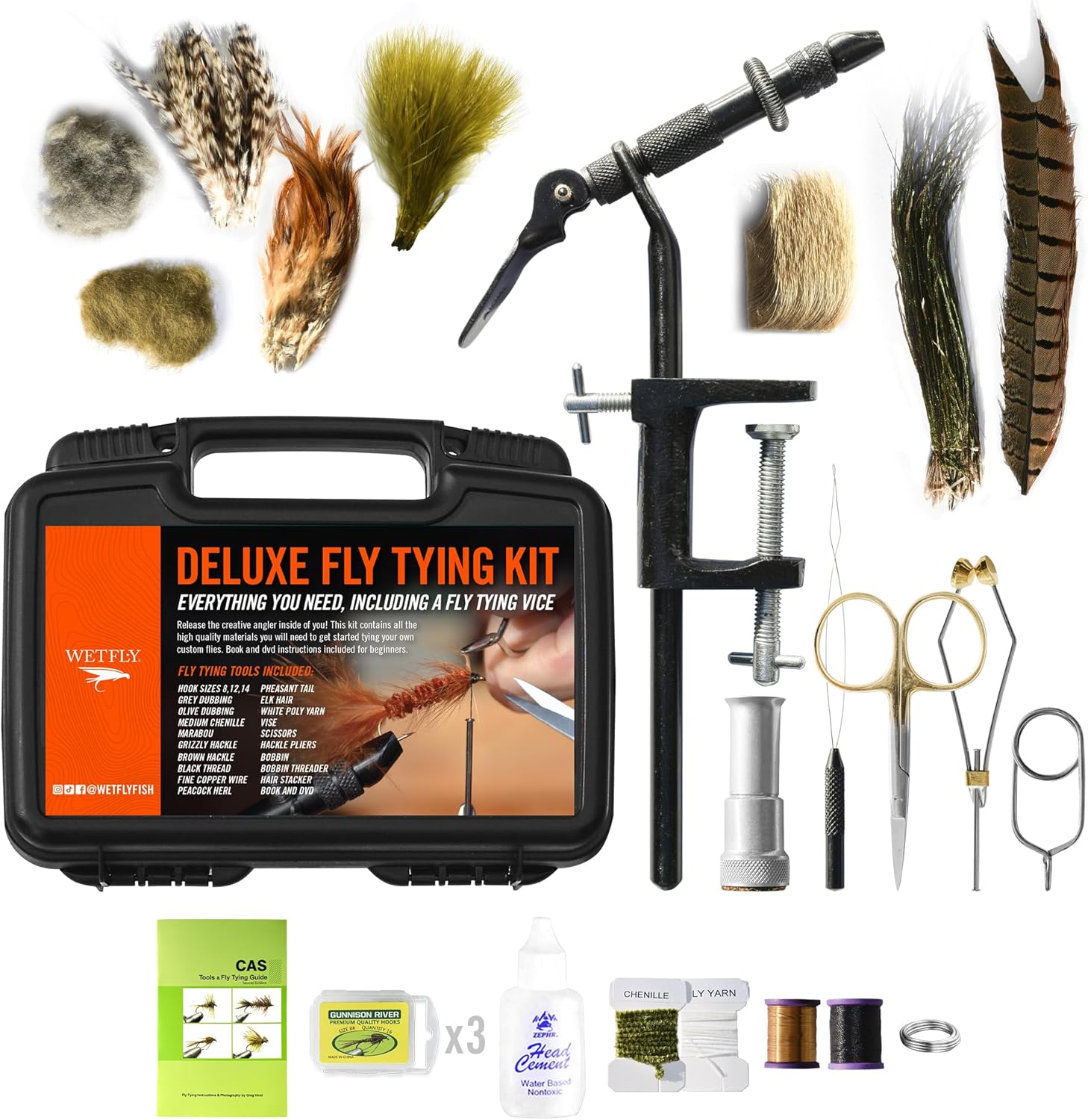 Deluxe Fly Tying Vise & Tools Kit Complete Kit