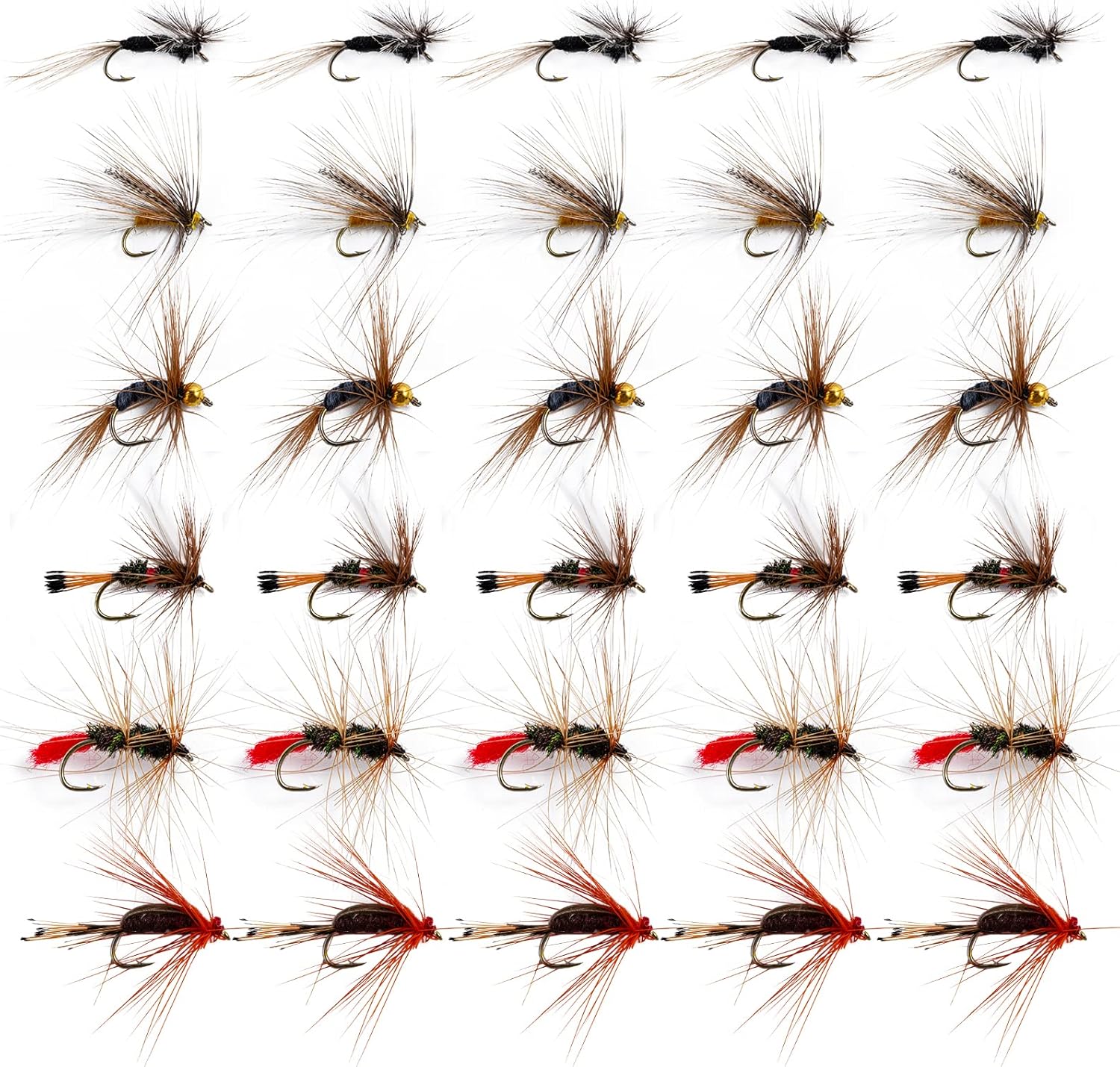 Fly Fishing Flies Kit,25pcs/30pcs/100pcs Fly Fishing Lures,Dry Flies Wet Flies Streamers Nymphs Flies, Fly Fishing Assortment Kit for Bass Trout Salmon Fishing D - 30pcs flies