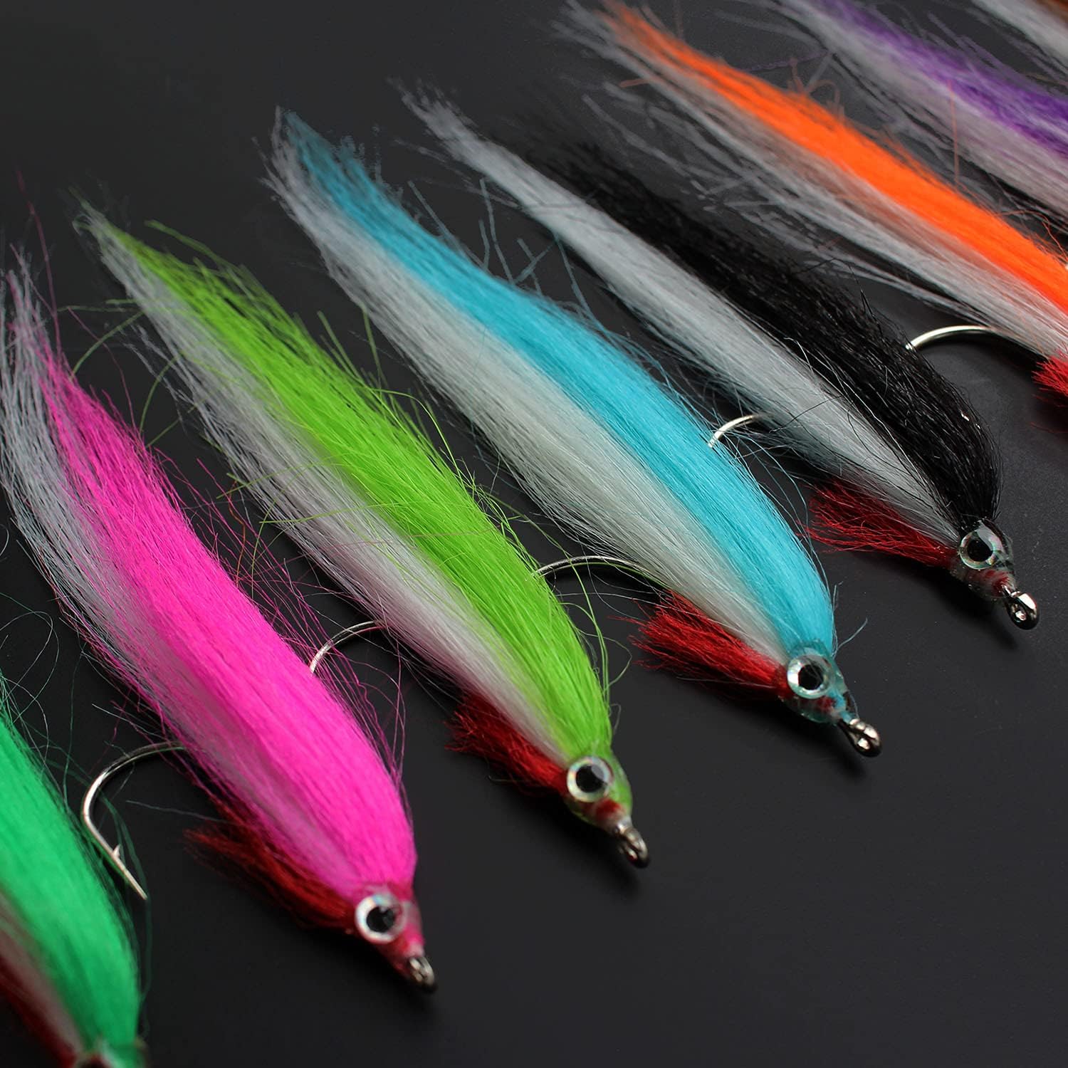 20 pcs 1/0 UV Colors High Carbon Hook Polar Fry Salmon Trout Sea Bass Steelhead Minnow Fly Fishing Flies Lure Set