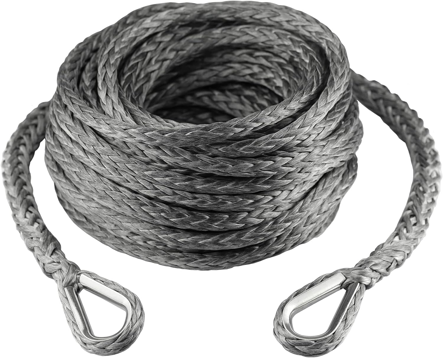 3/8 Inch x 50 Feet Synthetic Winch Rope Extension 26,500 Lbs for Off Road Vehicle ATV UTV SUV Gray 3/8 Inch x 50 Feet Gray