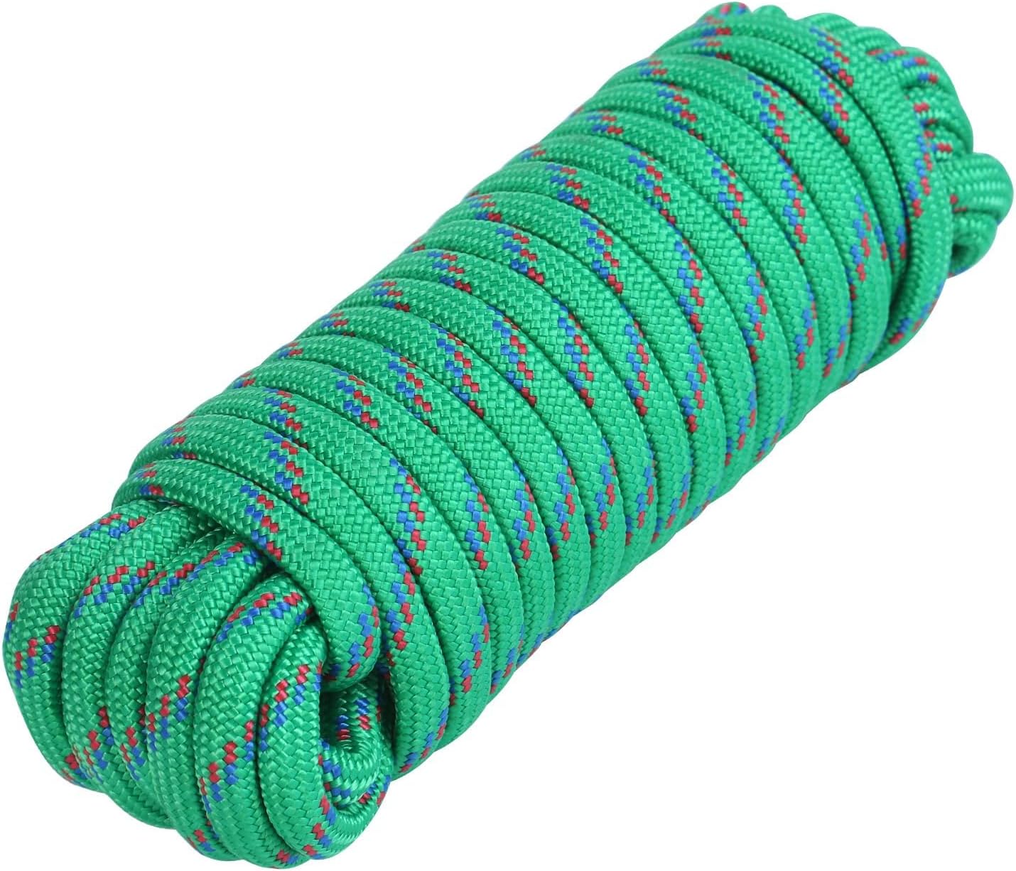 MaxxHaul 50227 3/8" x 50 Ft Diamond Braided Rope Extra Strength-Sunlight and Weather Resistant, Multicolor 3/8" x 50' One Pack
